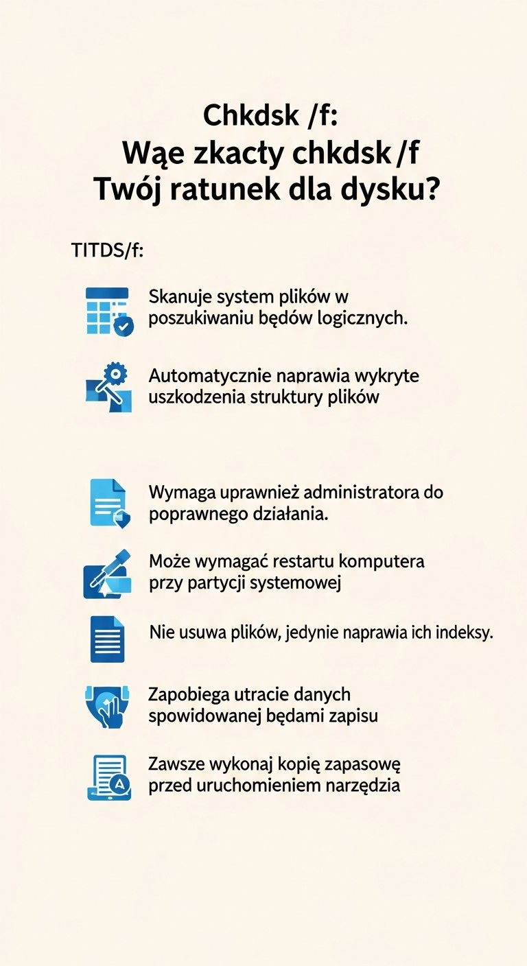 Infografika: Co dokładnie robi komenda chkdsk /f?