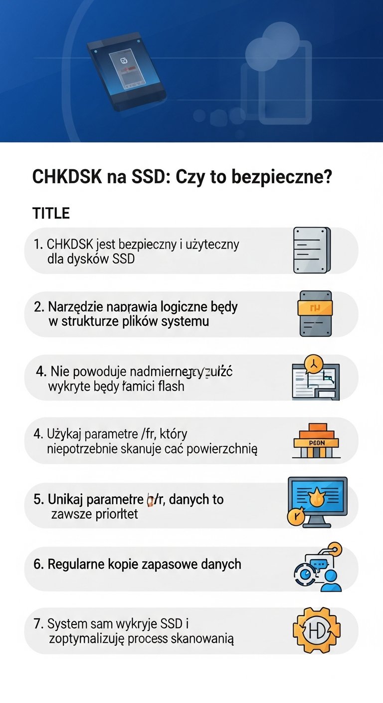 Infografika: Czy stosowanie CHKDSK na dyskach SSD jest zalecane?
