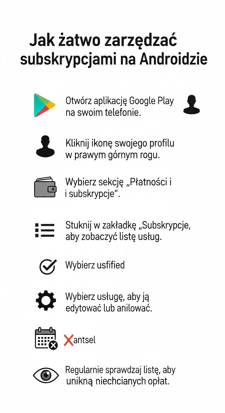 Infografika: Gdzie znajdę swoje aktywne subskrypcje na Androidzie?