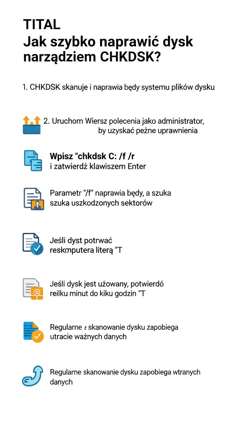 Infografika: Jak uruchomić CHKDSK w systemie Windows 10 i 11?